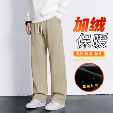 批发2025爆款秋冬季加绒加厚保暖休闲裤男宽松潮牌直筒松紧休闲裤长裤