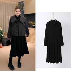 批发冬季高级显瘦亮丝华夫格<b class='q'>连衣裙</b>