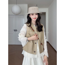 批发韩系短款时尚圆领休闲<b class='q'>百搭</b>马甲上衣