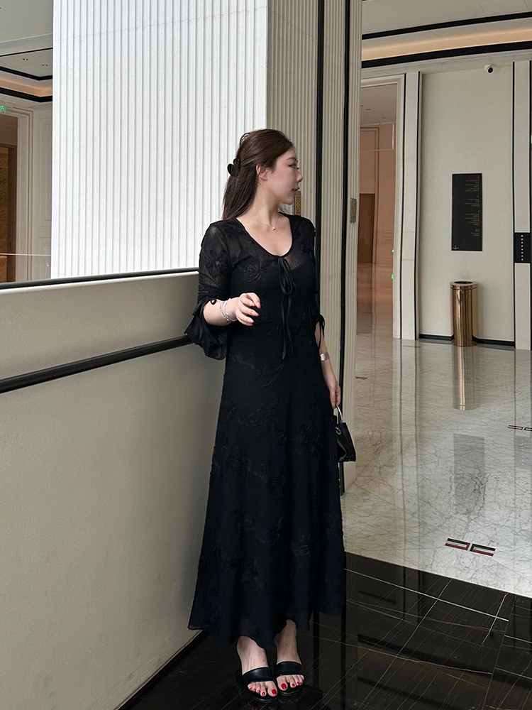 빅 사이즈 여성 의류 1 초 세트 진정한 사랑 두 조각 프랑스식 3 차원 자카드 드레스