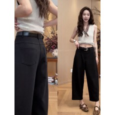 批发大码韩国<b class='q'>女</b>装夏季新款胖mm简约百搭宽松窄版立体剪裁西装休闲长裤