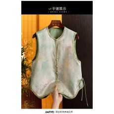 批发新中式真丝提花通勤<b class='q'>百搭</b>圆领马夹背心2026春季新品桑蚕丝洋气马甲