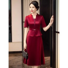 批发2026年喜妈妈婚宴礼服中年假两件套喜婆婆a字裙醋酸<b class='q'>连衣裙</b>女