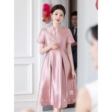 批发2026新款高贵妈妈婚宴礼服年轻喜婆婆订婚大码高级感连衣裙