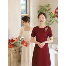 批发年轻妈妈婚宴装旗袍2026春季<b class='q'>新款</b>小个子修身高贵喜婆婆结婚礼服裙