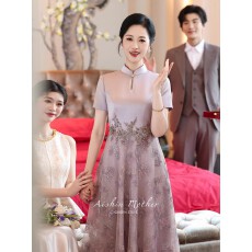 批发2026<b class='q'>新款</b>高端妈妈婚宴礼服国风改良喜婆婆旗袍裙
