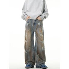 批发港风潮男女同款新款美式个性牛仔裤<b class='q'>嘻哈</b>ins潮高街潮流痞帅长裤子