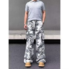 批发港风潮男春秋美式新款个性迷彩休闲裤<b class='q'>嘻哈</b>ins潮高街潮流痞帅长裤