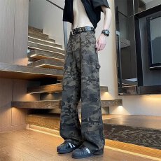 批发港风潮男美式新款个性男女同款牛仔裤<b class='q'>嘻哈</b>ins潮高街潮流痞帅长裤