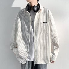 批发美式长袖衬衫日系港风ins宽松衬衣男女同款<b class='q'>夏</b>季潮流百搭休闲外套