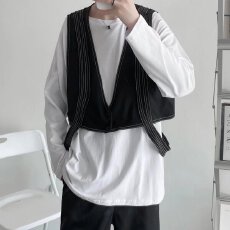 批发港风新款春秋季男女款网红设计感小众个性工装<b class='q'>马甲</b>帅气韩版日系潮