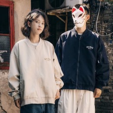 批发<b class='q'>日系</b>春秋新款潮牌撞色翻领夹克男女ins<b class='q'>复古</b>情侣宽松休闲工装外套