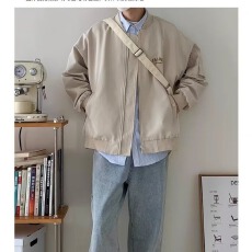 批发工装外套男<b class='q'>日系</b>春秋新款潮牌撞色翻领夹克男女in<b class='q'>复古</b>情侣宽松休闲