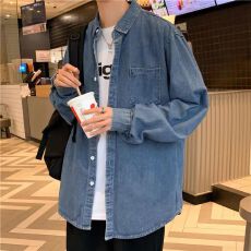 批发新款衬衫男秋装<b class='q'>宽松</b>小众设计感上衣男生潮流百搭休闲<b class='q'>外套</b>男女同款