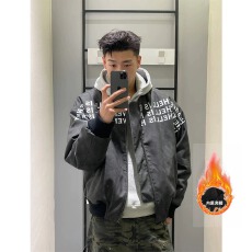 美式高街立领夹克外套男女日系秋冬潮牌字母印花情侣棉服棒球服