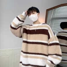 毛衣慵懒高级感男女款秋冬小众设计感条纹针织衫宽松休闲加厚外套