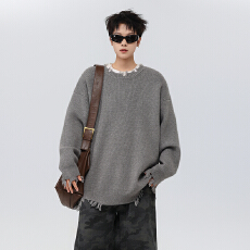 破坏风毛衣男女新款潮牌痞帅慵懒cleanfit宽松情侣内搭针织打底衫