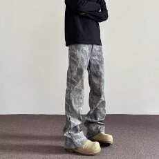 批发港风<b class='q'>潮男</b>女新款美式个性中性风<b class='q'>牛仔裤</b>嘻哈潮高街潮流痞帅情侣长裤