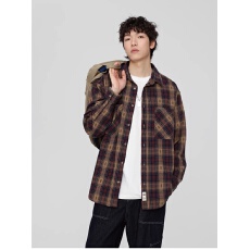 批发新款日系潮牌复古格子纹印花重磅水洗男女学院风<b class='q'>衬衫</b>纯棉上衣