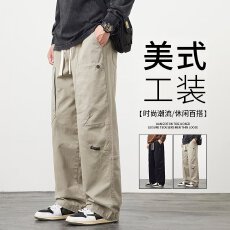 批发美式宽松休闲裤男女款韩版潮流百搭裤子大码胖子坠感阔腿拖地长裤