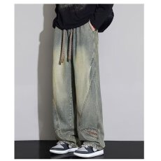 批发港风潮<b class='q'>男</b>女款刺绣个性字母<b class='q'>牛仔裤</b>嘻哈情侣高街潮流痞帅中性风长裤