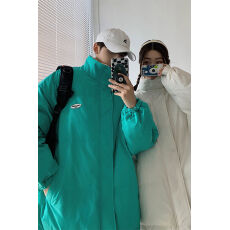 美式立领男女加绒加厚宽松日系羊羔毛羽绒棉服情侣面包服保暖外套