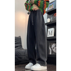 批发裤子秋装弯刀卫裤大码胖子男生<b class='q'>春</b>秋运动裤子垂感重磅休闲直筒长裤