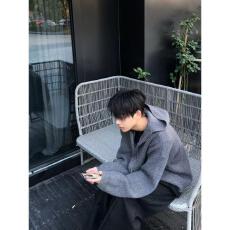 重磅复古男女拉链高领毛衣连帽开衫cleanfit慵懒风休闲欧美针织衫