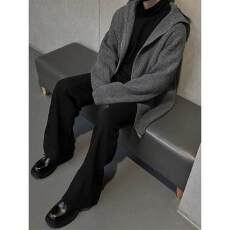 连帽开衫毛衣慵懒风韩系男女款春秋季外套潮牌高级感情侣针织上衣