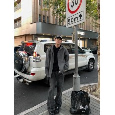 连帽开衫毛衣慵懒风韩系男女款春秋季外套潮牌高级感情侣针织上衣