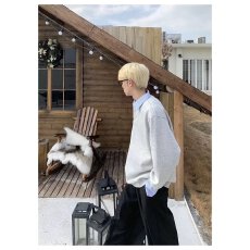 美式复古假两件拼接翻领卫衣男女款潮牌高街宽松情侣休闲套头上衣