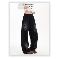 美式复古拼接卫裤男女潮牌设计感cleanfit情侣休闲运动长裤子潮流