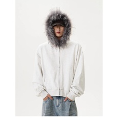 批发美式复古宽松简约连帽开衫卫衣<b class='q'>男</b>女港风情侣毛领上衣外套百搭夹克