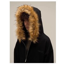 毛领连帽开衫卫衣外套男女春秋季小众高级感美式复古重磅上衣潮牌