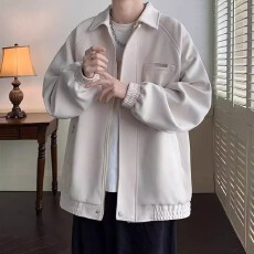 麂皮绒外套男生春秋季高级感痞帅炸街美式青少年宽松休闲翻领夹克