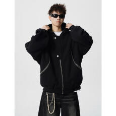 美式情侣卫衣港风宽松简约连帽卫衣开衫男女同款潮流帅气百搭夹克