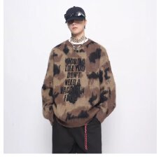 美式圆领毛衣针织衫男女款潮牌帅气秋冬季打底衫情侣气质修身上衣