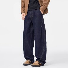 批发港风潮男女同款个性弯刀牛仔裤<b class='q'>嘻哈</b>中性风潮高街潮流情侣痞帅长裤