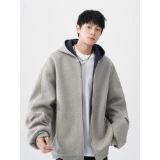 批发双拉链开衫<b class='q'>卫衣</b>男女春秋高级感廓形美式高街重磅硬挺<b class='q'>潮牌</b>连帽外套