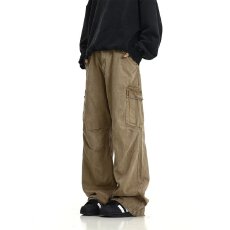 批发高街复古毛边工装牛仔裤男女美式伞兵情侣宽松直筒阔腿休闲长裤潮