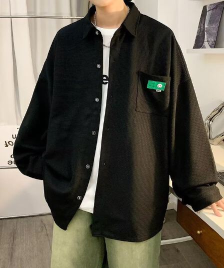 후아 남편 그리드 긴팔 셔츠 남성과 여성 봄 여름 가을 커플 캐주얼 트렌드 얇은 스타일 재킷 악당 잘 생긴 착용 가져 가라. 청소년