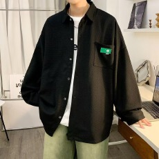 批发华夫格长袖衬衫男女生春夏秋情侣休闲<b class='q'>潮</b>流薄款外套痞帅穿搭青少年