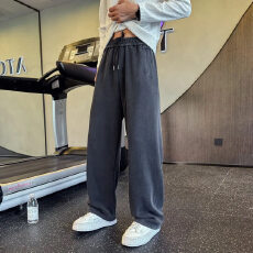 批发美式复古设计感松裤休闲裤男女生春秋弯刀裤潮牌情侣直筒宽松长裤