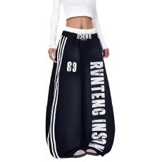 批发情侣宽松休闲裤男女士韩版潮流百搭<b class='q'>裤子</b>春秋重磅坠感阔腿拖地长裤