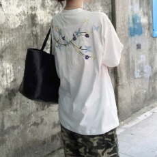 批发美式高街重磅纯棉情侣刺绣短袖T恤<b class='q'>男</b>女生新款夏季宽松青少年上衣