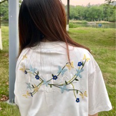 批发美式高街纯棉重磅刺绣短袖T恤情侣新款夏季宽松青少年<b class='q'>男</b>女ins上衣