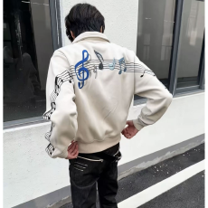 批发摇滚音符刺绣拉链开衫男女<b class='q'>欧美</b>风潮卫衣春秋情侣宽松长袖外套夹克