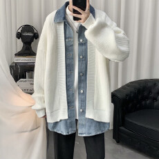 批发宽松撞色通勤纯色街拍休闲男女春秋针织外套citywalk<b class='q'>情侣</b><b class='q'>毛衣</b>夹克