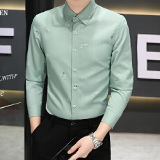 批发花衬衫男长袖韩版潮流修身帅气时尚秋季<b class='q'>商务</b>青年<b class='q'>休闲</b>男装