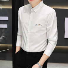批发高品质<b class='q'>商务</b><b class='q'>休闲</b>秋季新款长袖刺绣花修身弹力男士时尚韩版潮流衬衣